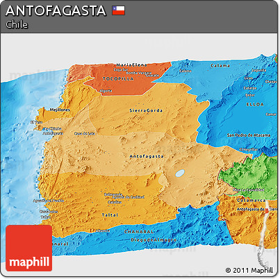 Political Shades Panoramic Map of ANTOFAGASTA