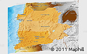 Political Shades Panoramic Map of ANTOFAGASTA, physical outside