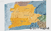 Political Shades Panoramic Map of ANTOFAGASTA, semi-desaturated