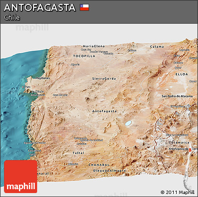 Satellite Panoramic Map of ANTOFAGASTA