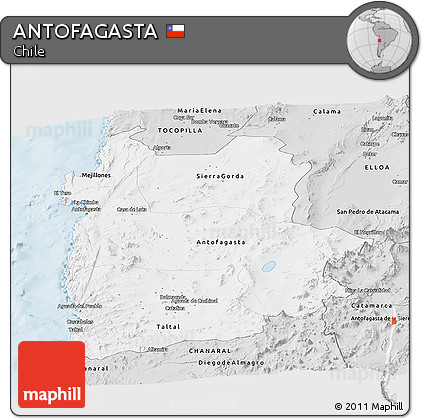 Silver Style Panoramic Map of ANTOFAGASTA