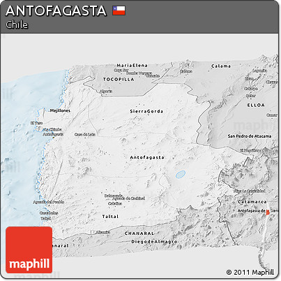 Silver Style Panoramic Map of ANTOFAGASTA