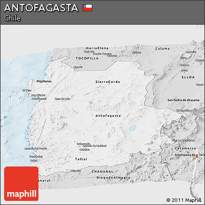 Silver Style Panoramic Map of ANTOFAGASTA