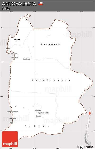 Classic Style Simple Map of ANTOFAGASTA, cropped outside