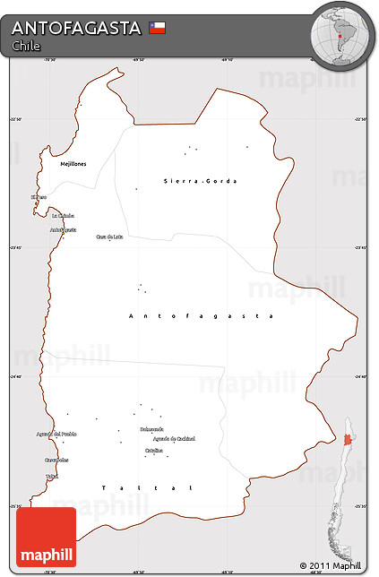 Classic Style Simple Map of ANTOFAGASTA, cropped outside