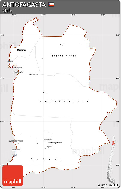 Classic Style Simple Map of ANTOFAGASTA, cropped outside