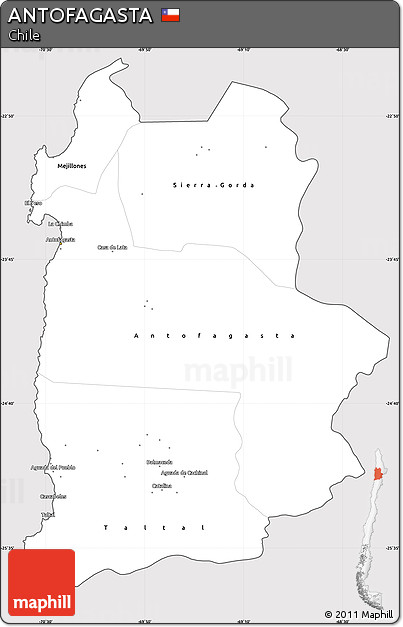 Silver Style Simple Map of ANTOFAGASTA, cropped outside