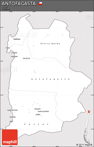 Silver Style Simple Map of ANTOFAGASTA, cropped outside