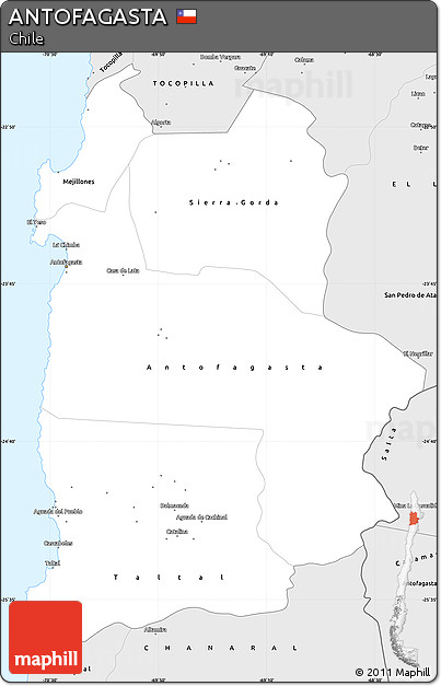 Silver Style Simple Map of ANTOFAGASTA
