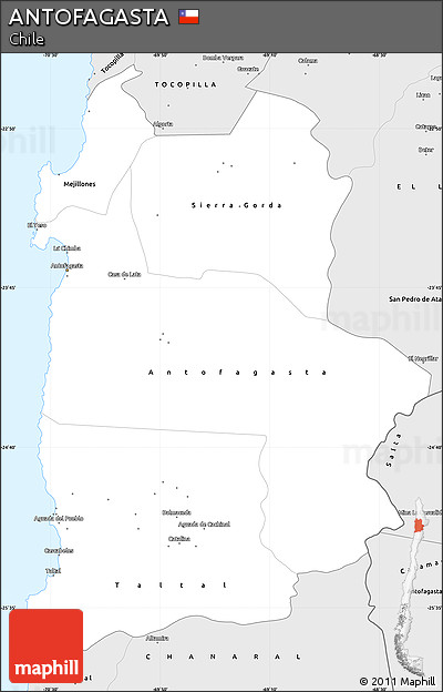 Silver Style Simple Map of ANTOFAGASTA