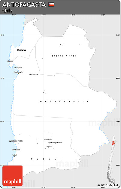 Silver Style Simple Map of ANTOFAGASTA, single color outside