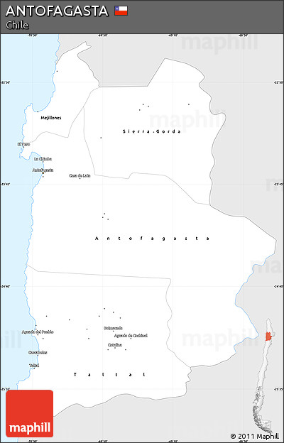 Silver Style Simple Map of ANTOFAGASTA, single color outside