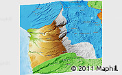 Physical 3D Map of ARICA, political shades outside