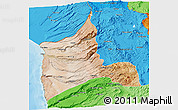 Satellite 3D Map of ARICA, political shades outside