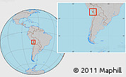 Gray Location Map of ARICA, within the entire country