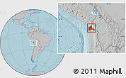 Gray Location Map of ARICA, hill shading