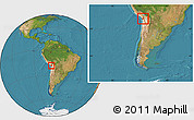 Satellite Location Map of ARICA, within the entire country