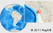 Shaded Relief Location Map of ARICA, highlighted country
