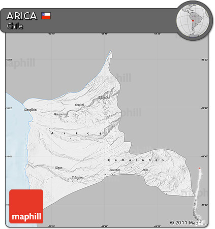 Gray Map of ARICA, single color outside