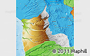 Physical Map of ARICA, political shades outside