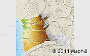 Physical Map of ARICA, shaded relief outside