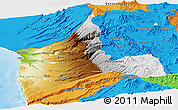 Physical Panoramic Map of ARICA, political outside