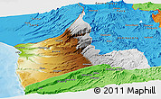 Physical Panoramic Map of ARICA, political shades outside