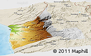 Physical Panoramic Map of ARICA, shaded relief outside