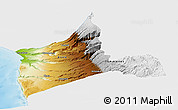 Physical Panoramic Map of ARICA, single color outside