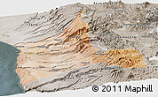 Satellite Panoramic Map of ARICA, semi-desaturated