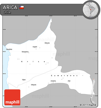 Gray Simple Map of ARICA, single color outside