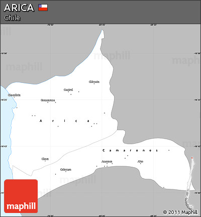 Gray Simple Map of ARICA, single color outside