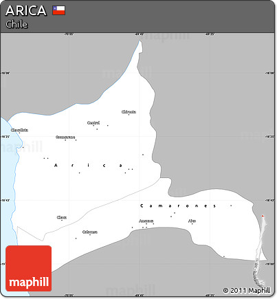 Gray Simple Map of ARICA, single color outside