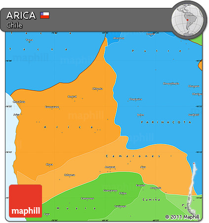 Political Shades Simple Map of ARICA
