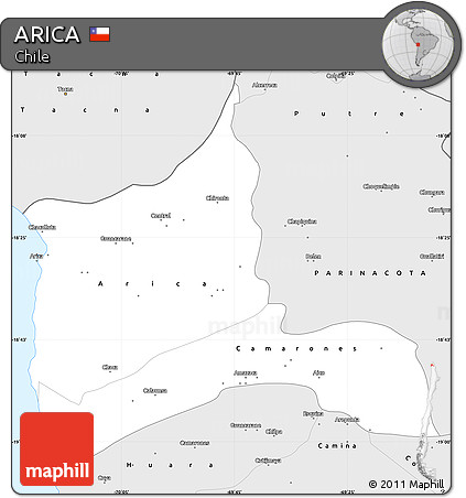 Silver Style Simple Map of ARICA