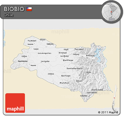 Classic Style 3D Map of BIOBIO, single color outside