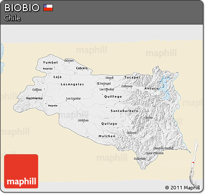 Classic Style 3D Map of BIOBIO, single color outside