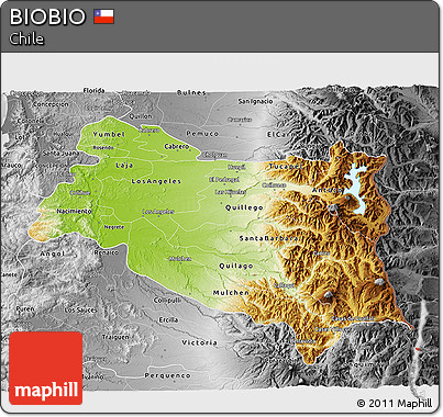 Physical 3D Map of BIOBIO, desaturated