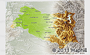 Physical 3D Map of BIOBIO, lighten, semi-desaturated