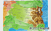 Physical 3D Map of BIOBIO, political shades outside