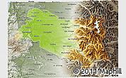 Physical 3D Map of BIOBIO, semi-desaturated