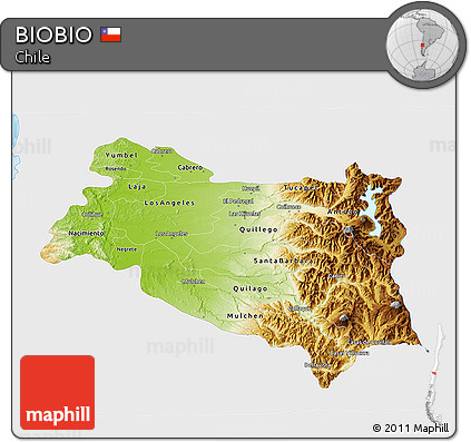 Physical 3D Map of BIOBIO, single color outside
