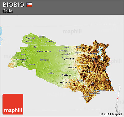 Physical 3D Map of BIOBIO, single color outside