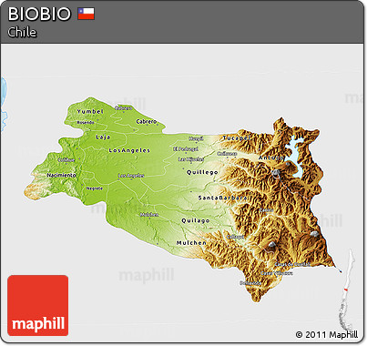 Physical 3D Map of BIOBIO, single color outside
