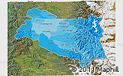 Political Shades 3D Map of BIOBIO, satellite outside