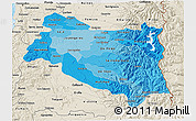 Political Shades 3D Map of BIOBIO, shaded relief outside
