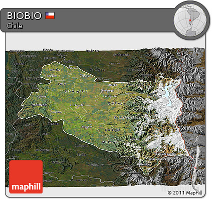 Satellite 3D Map of BIOBIO, darken