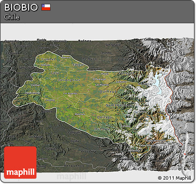 Satellite 3D Map of BIOBIO, darken, semi-desaturated