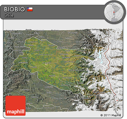 Satellite 3D Map of BIOBIO, semi-desaturated
