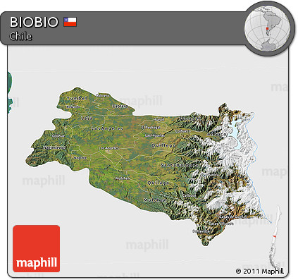 Satellite 3D Map of BIOBIO, single color outside